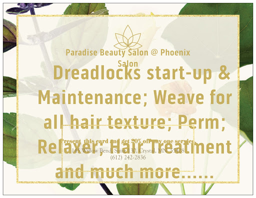 Beauty Salon «Paradise Braids Beauty Salon LLC @ Phenix Salon and suites», reviews and photos, 145 Willow Bend #130, Crystal, MN 55428, USA