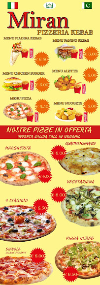 Menu / carte de Miran Pizzeria Kebab à Sanremo
