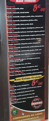 Menu du Pizza la roma à Argenteuil