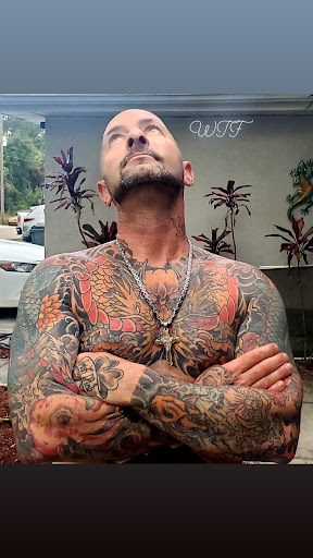 Explore geometric sleeve tattoo ideas, creative tattoo ideas in Miami, available at Bonsai Mike Tattoos