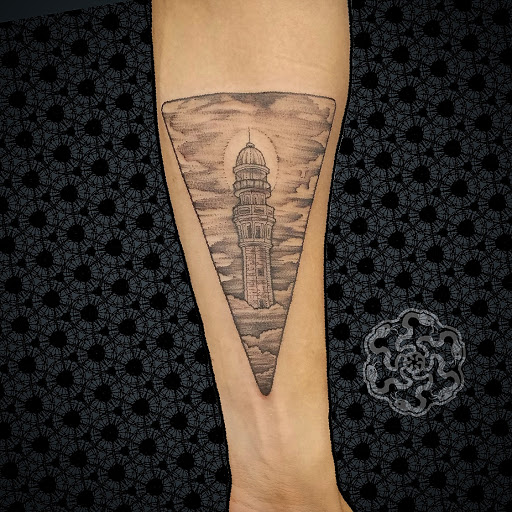 Explore bicep tattoo ideas for guys, creative tattoo ideas in San Diego, available at Funhouse Tattoo