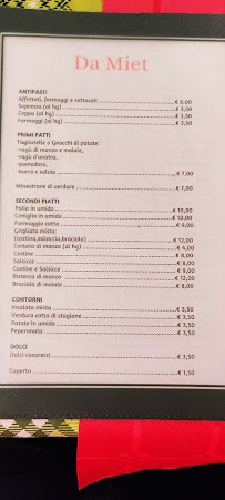 Restaurant Trattoria Da Miet à Pederobba (la carte)