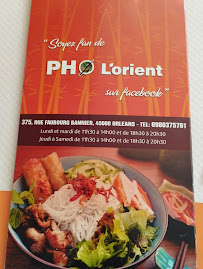 Restaurant Pho L Orient à Orléans (la carte)