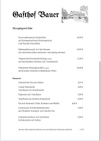 Menu du Gasthof Bauer / Bauer Wirt à Kirchham