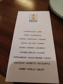 Menu du Rōnin à Angers