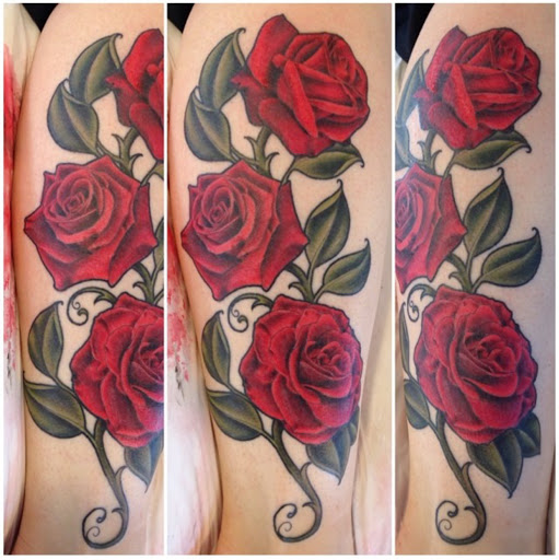 Explore halloween tattoo sleeve ideas, creative tattoo ideas in San Diego, available at Remington Tattoo Parlor