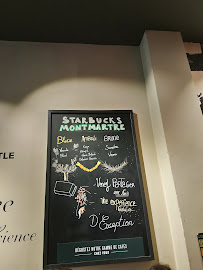 Menu / carte de Starbucks à Paris