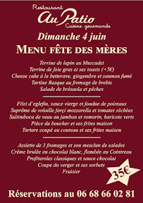 Menu du Au Patio, restaurant traditionnel Français à Savigny-sur-Orge