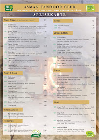 Menu du Asman Tandoor Club à Berlin