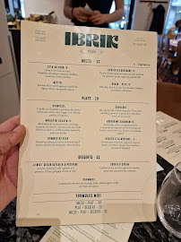 Ibrik Kitchen à Paris menu