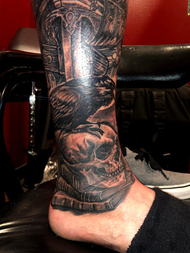 Explore leg tattoo ideas small, creative tattoo ideas in Houston, available at Sintown Tattoo Studio