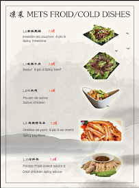 Restaurant de spécialités du Sichuan (Chine) Le jardin du Lavis à Nice (le menu)