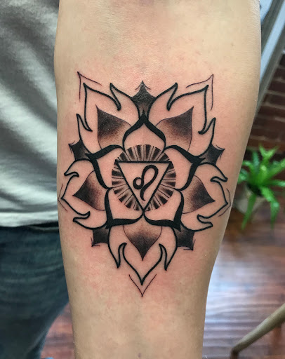 Explore men's neck tattoo ideas, creative tattoo ideas in Scipio Center, available at Ace of Wands Private Tattoo & Tarot Studio . Appointment Only