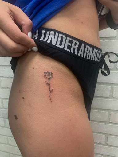 Explore butterfly thigh tattoo ideas, creative tattoo ideas in Youngstown, available at Industrial Strength Tattoo LLC