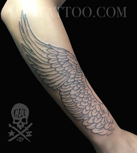 Explore men side neck cover up tattoo ideas, creative tattoo ideas in Addison, available at Cat Tattoo