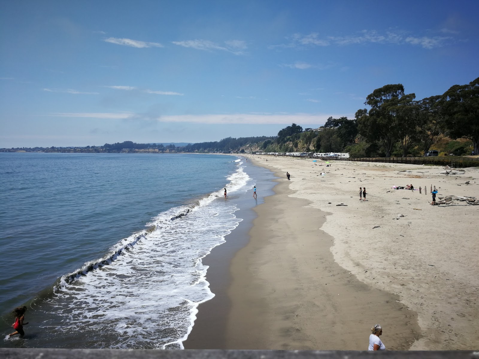 Foto di Seacliff Beach con una superficie del sabbia beige