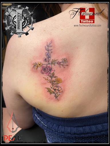 Explore flower name tattoo ideas, creative tattoo ideas in Moweaqua, available at Fleshwound Tattoo