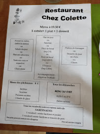 Menu / carte de Pastissier Colette à Cassuéjouls