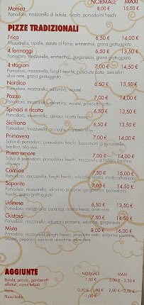 Carte du Sogno Pizza di Caca Baftjar à San Giovanni al Natisone