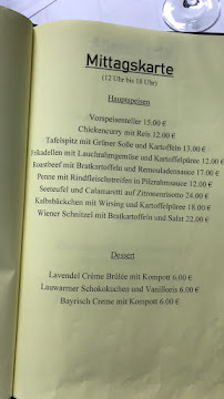 Menu / carte de Mr. Franz à Frankfurt