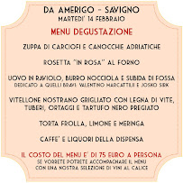 Restaurant de spécialités d'Italie du Nord Amerigo à Savigno (le menu)
