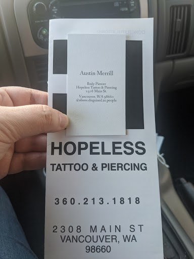 Tattoo Shop «Hopeless Ink Tattoo & Piercing», reviews and photos, 2308 Main St, Vancouver, WA 98660, USA