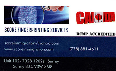 Score Digital Fingerprinting Services- RCMP Accredited