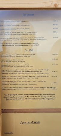 Restaurant LE PAQUIS à La Bresse (le menu)