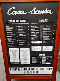 Restaurant Casa Sansa à Perpignan (la carte)