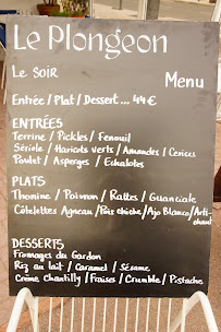 Restaurant Le Plongeon à Marseille (le menu)