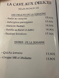 Menu du La cave aux délices, chez Ludy et Fathy à Ajaccio