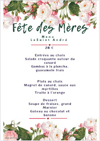 Carte du Le Saint André - Restaurant, Epicerie Retrouvez nous sur Facebook @lesaintandre31420 à Saint-André