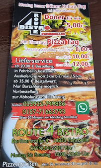 Menu / carte de Route 4 Bistro à Fehrbellin