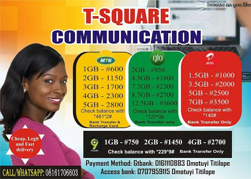 T-square communication, 11 Awawu St, Mushin 100263, Lagos, Nigeria, Telecommunications Service Provider, state Lagos