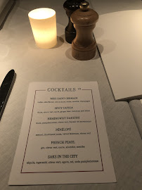 Restaurant français La Société à Paris (le menu)