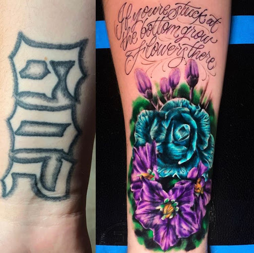 Explore maple leaf tattoo ideas, creative tattoo ideas in Odessa, available at Black Cat Tattoo Company