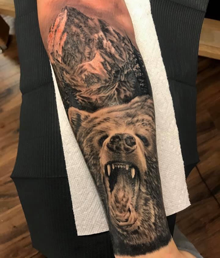 Explore ape tattoo ideas, creative tattoo ideas in Castle Rock, available at Studio 38 Tattoo and Gallery