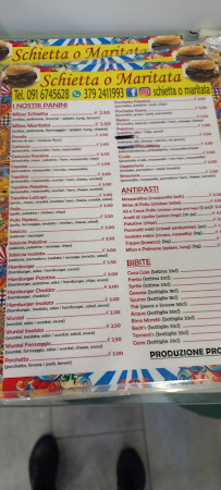 Sandwicherie Schietta o Maritata à Palermo (la carte)