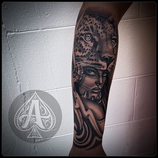 Explore back ear tattoo ideas, creative tattoo ideas in Winter Haven, available at Aces Ink - Tattoos & Piercings