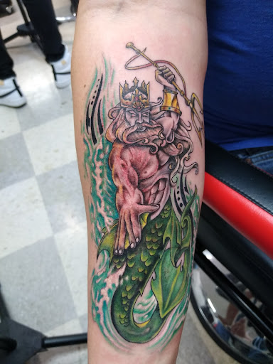 Explore patch sleeve tattoo ideas, creative tattoo ideas in New Braunfels, available at To The Moon Tattoo Studio