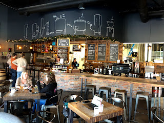 Brewing tanks in a taproom