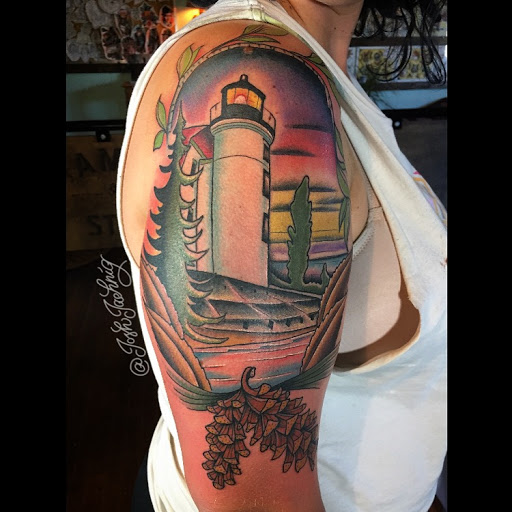 Explore maiden name tattoo ideas, creative tattoo ideas in Houghton, available at Bramble & Stag Tattoo Parlour