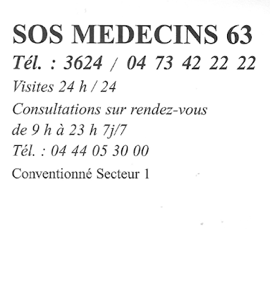 SOS Médecins 63 visites 24h/24 consultation 9h/23h à Clermont-Ferrand