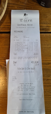 Gasthaus Bären à Stuttgart menu