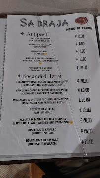 Menu / carte de Griglieria / Braceria Sa Braja à Stintino