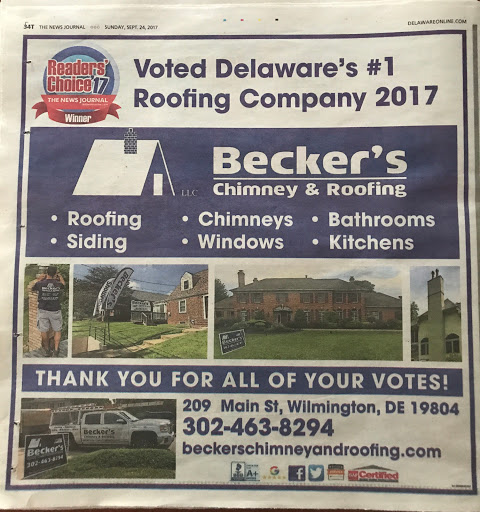 Roofing Contractor «Beckers Roofing Chimney Siding Contractors», reviews and photos, 209 Main St, Wilmington, DE 19804, USA