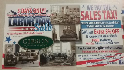 Furniture Store «Gibson Furniture and Patio», reviews and photos, 141 N Water Ave, Gallatin, TN 37066, USA