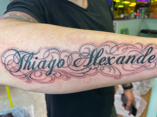 Explore knee ditch tattoo ideas, creative tattoo ideas in Houston, available at The Neon Jackal Tattoo