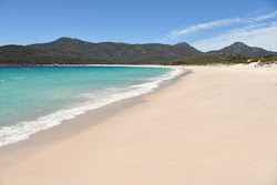 Foto di Wineglass Bay Beach con baia lunga