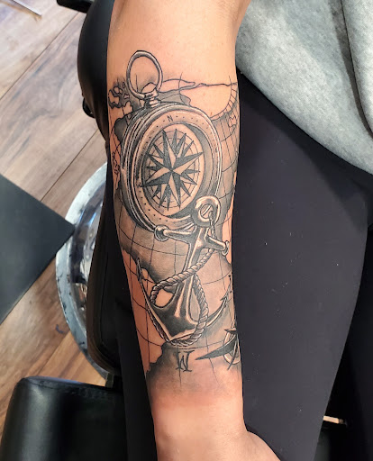 Explore mechanical tattoo sleeve ideas, creative tattoo ideas in Sheridan, available at Beard N Lady Tattoo